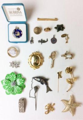 Grouping of Vintage Pins/Brooches/Pendants. Antica Murrina pendant; Nixon/Lodge pin; IKE 