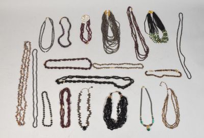 Collection of 19 Purple Gemstone Necklace. 19 black and purple gemstone necklaces ranging from 