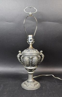 Metal Urn Table Lamp. Metal urn table lamp. 24 1/2" H x 6 1/4" Diameter.