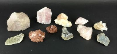 Grouping of Quartz & Other Minerals. 11 piece grouping of quartz and other minerals. Largest 4"H 