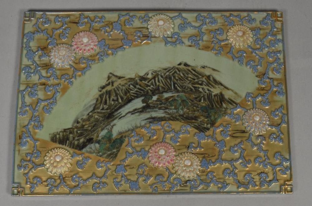 Lot 374: Japanese Celadon Porcelain Plaque