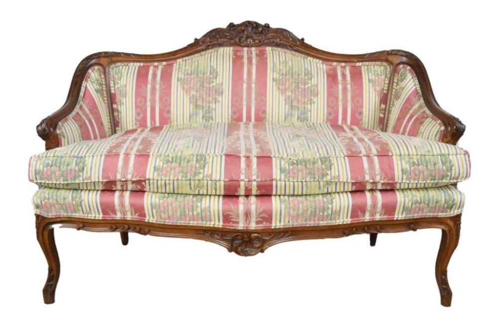 Lot 44: French Provincial Carved Walnut Settee