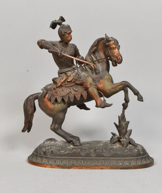 Lot 67: Bronze Knight on Horseback