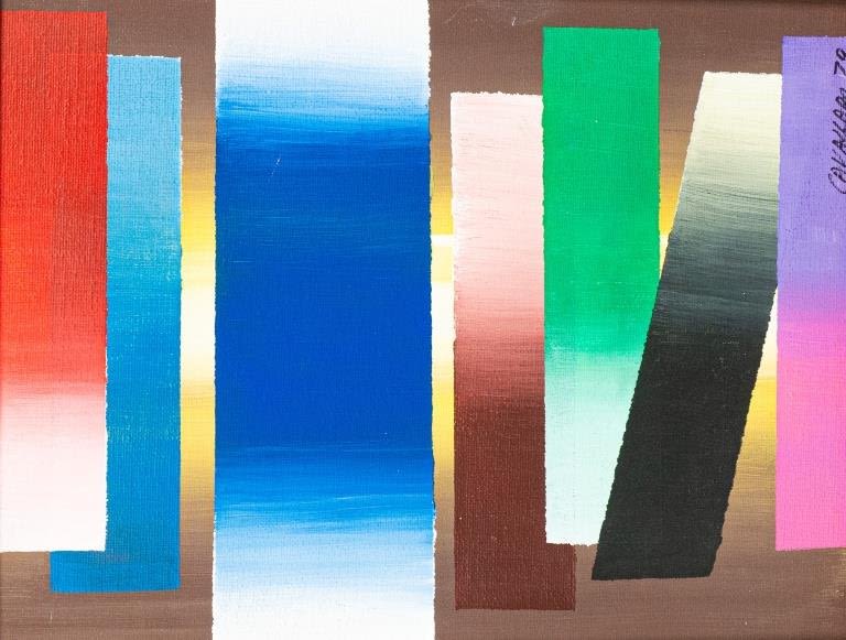 Lot 94: Vincent Cavallaro Oil on Board Abstract