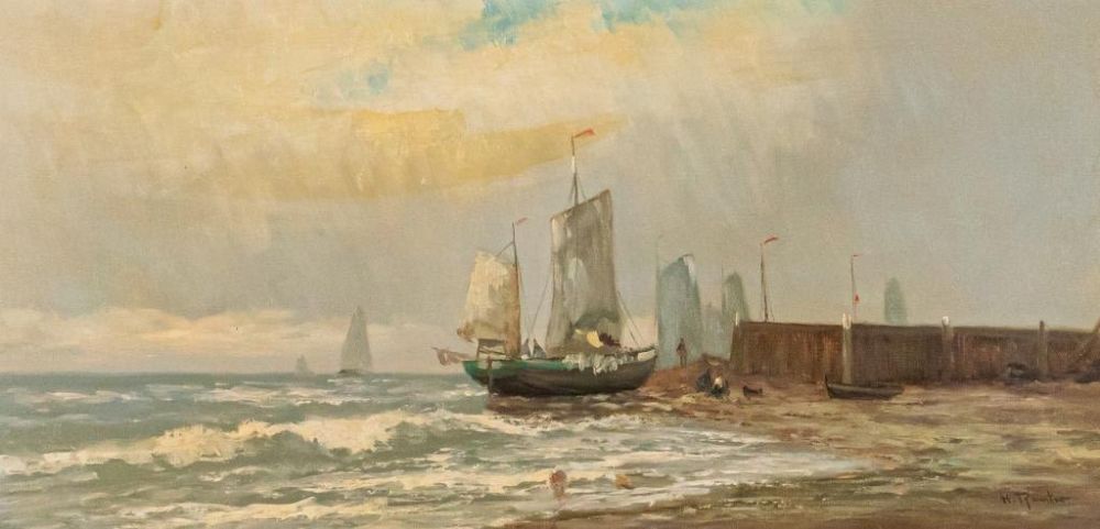 Lot 100: Helmut Reuter Oil on Canvas Sailing Ships