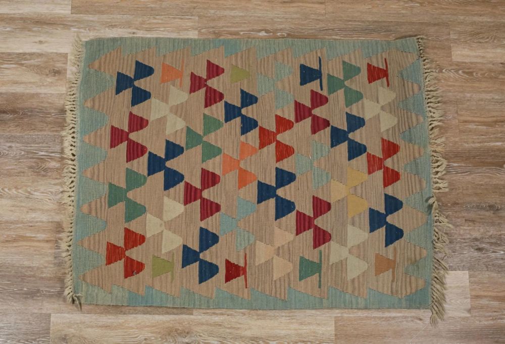 Lot 107: Geometric Flatweave Textile Rug