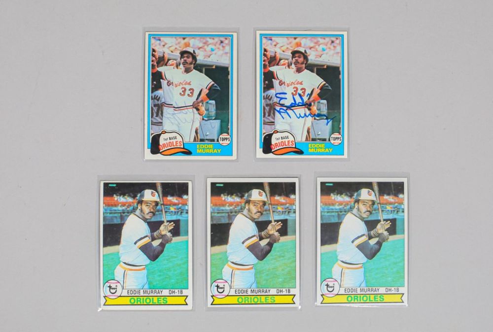 Lot 152: Five Eddie Murray Baseball Cards Two Signed