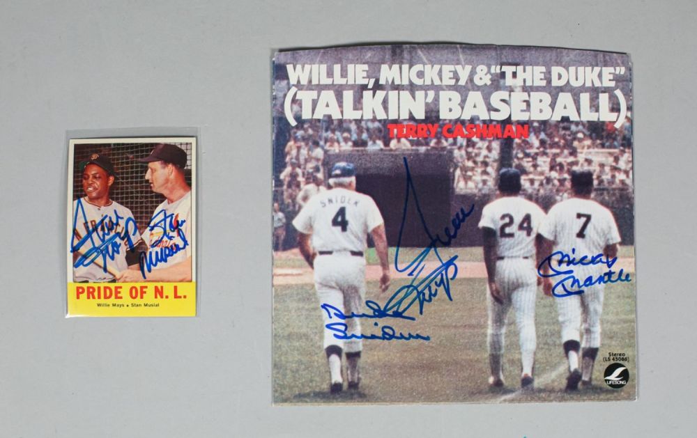 Lot 160: Signed Baseball Card & Record Mantel Mays Snider