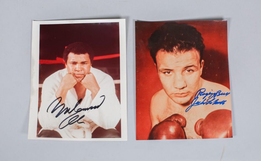 Lot 166: Muhammad Ali & Jake Lamotta Autographed Photos