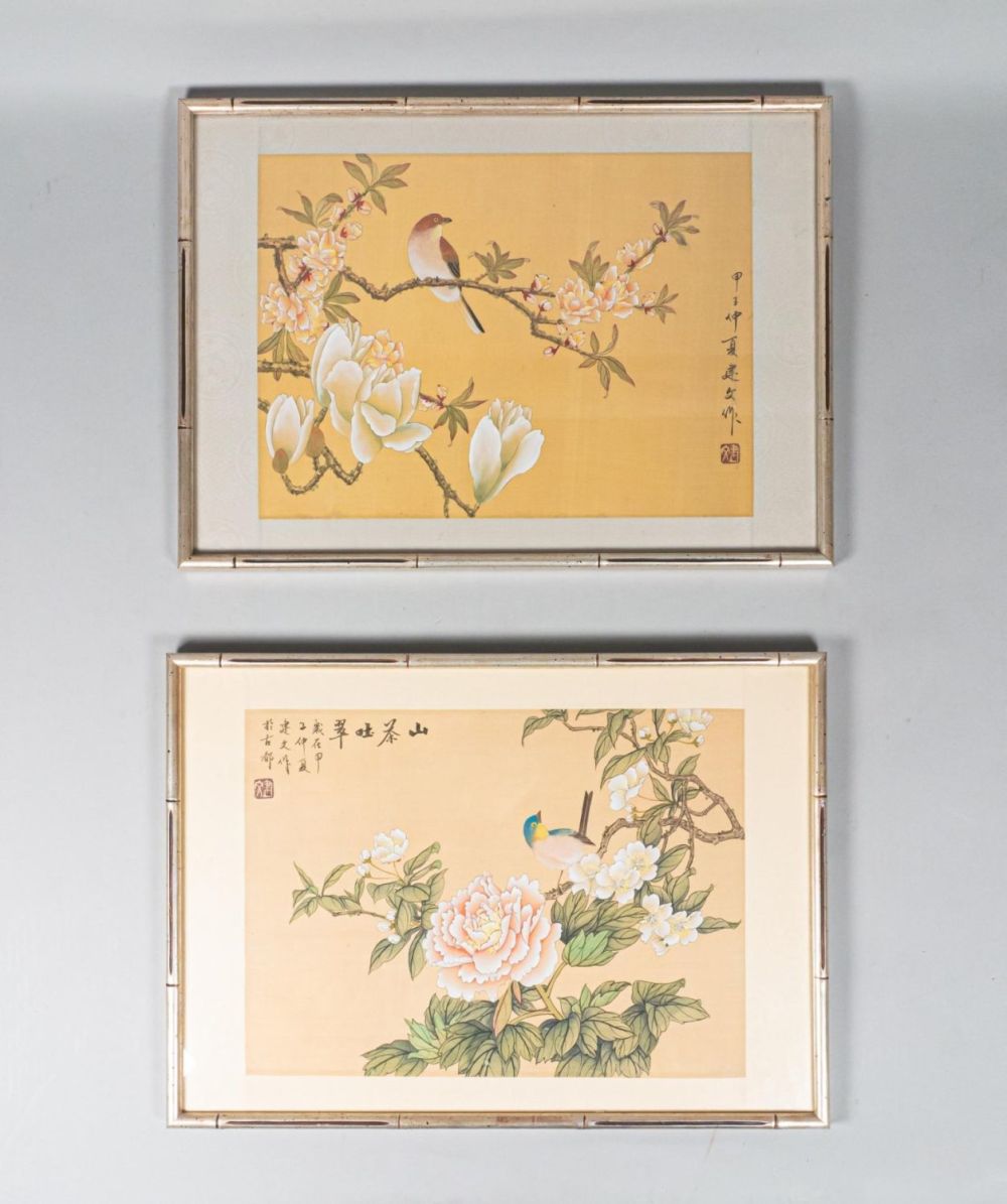 Lot 185: 2 Chinese Bird Paintings on Silk