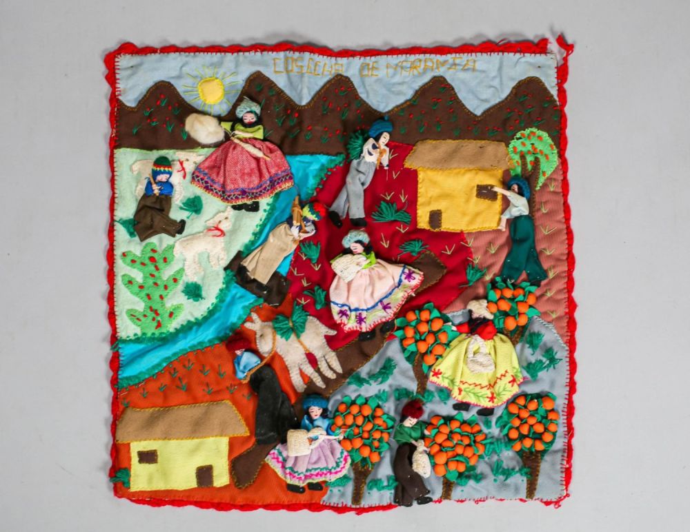 Lot 186: Spanish Folk Art Embroidery Panel