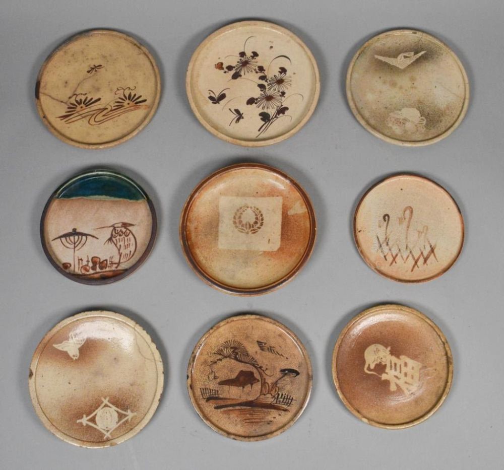 Lot 195: Collection of 9 Andon Zara or Japanese Oil Dishes