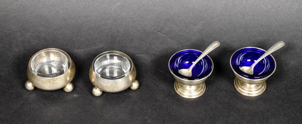 Lot 239: 2 Pair Sterling Salt Cellars