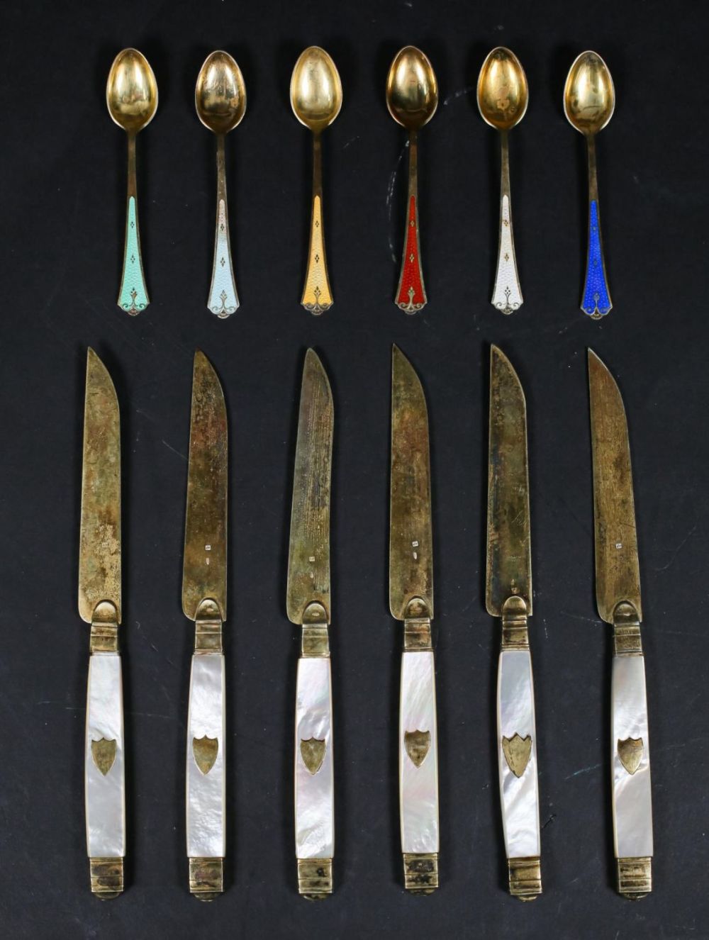 Lot 242: 12 Pieces Vermeil Silver Flatware