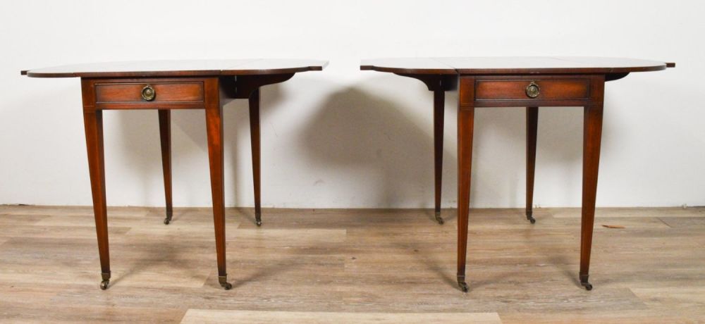 Lot 254: Pair of Baker Furniture Pembroke Side Tables