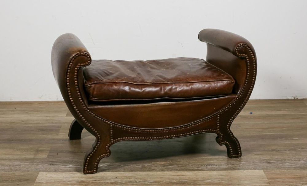 Lot 310: English Style Library Footstool or Ottoman