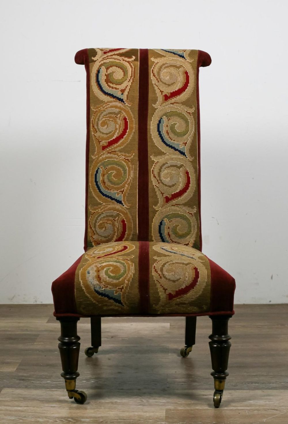 Lot 311: Colonial Style Crewelwork Sewing Chair