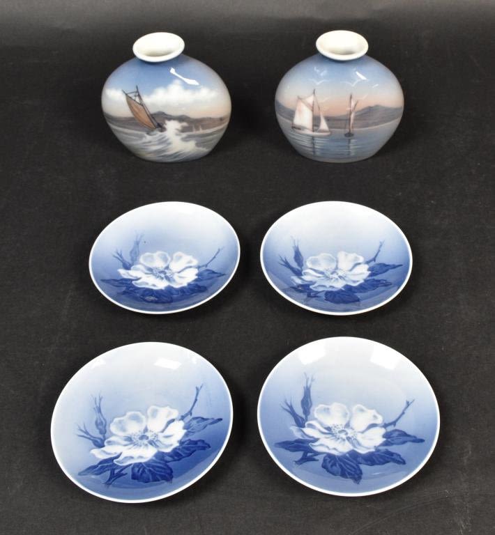 Lot 336: 6 Piece Royal Copenhagen Porcelain Lot