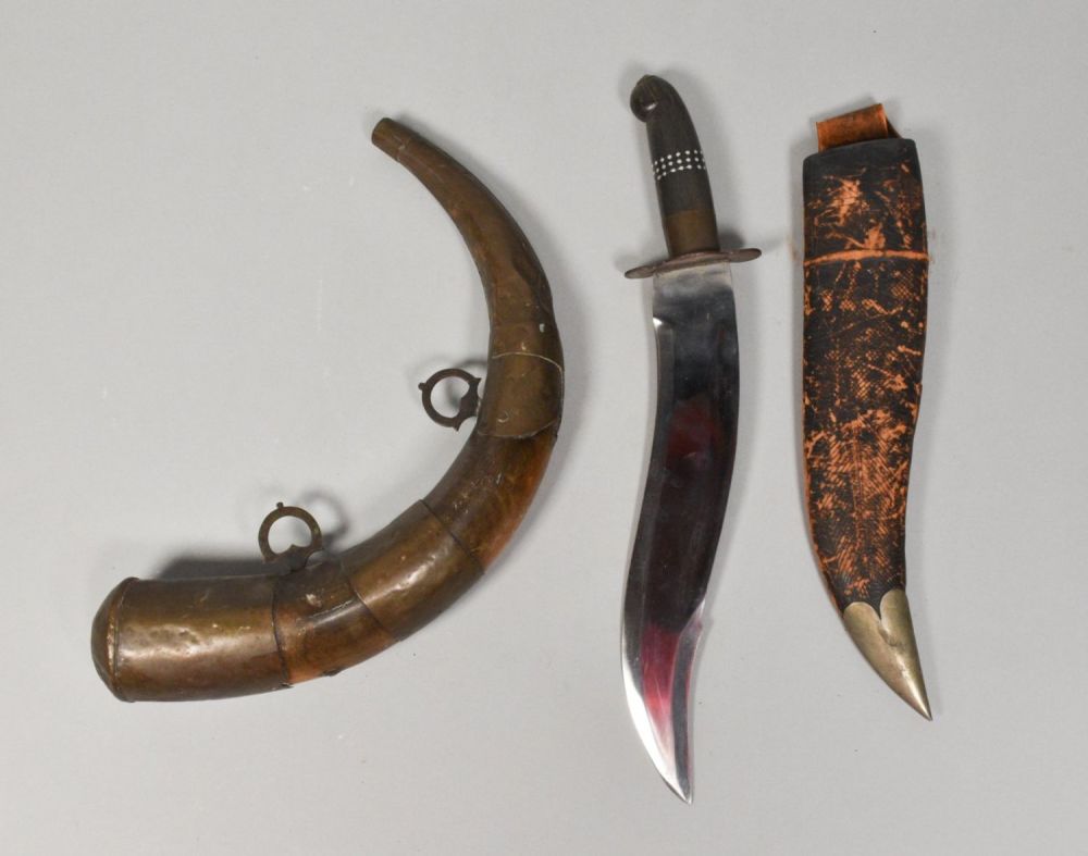 Lot 366: Dagger and Sheath and Powder Horn