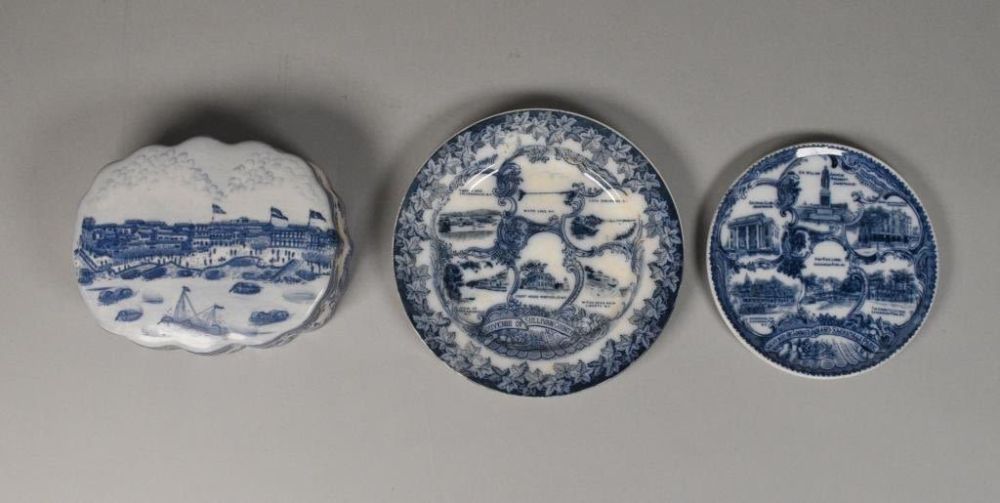 Lot 377: 3 Pieces English Transfer Porcelain