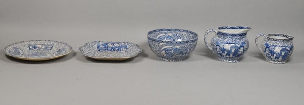 Lot 398: 5 Pieces William Adams Chinese Bird Transferware