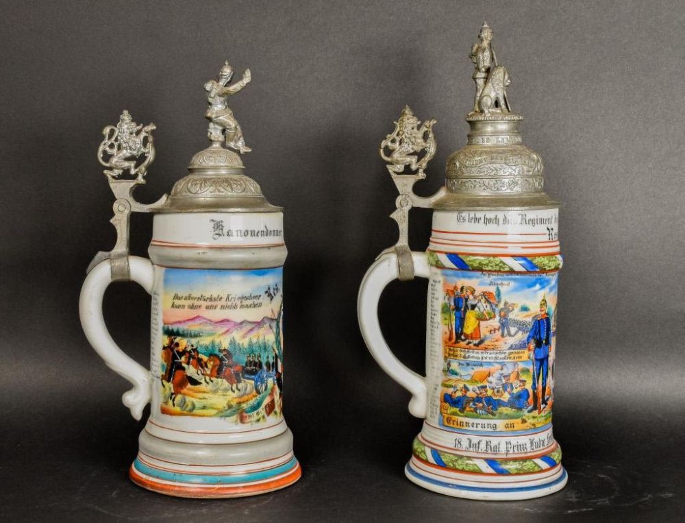 Lot 400: 2 German Regimental Lithophane Steins