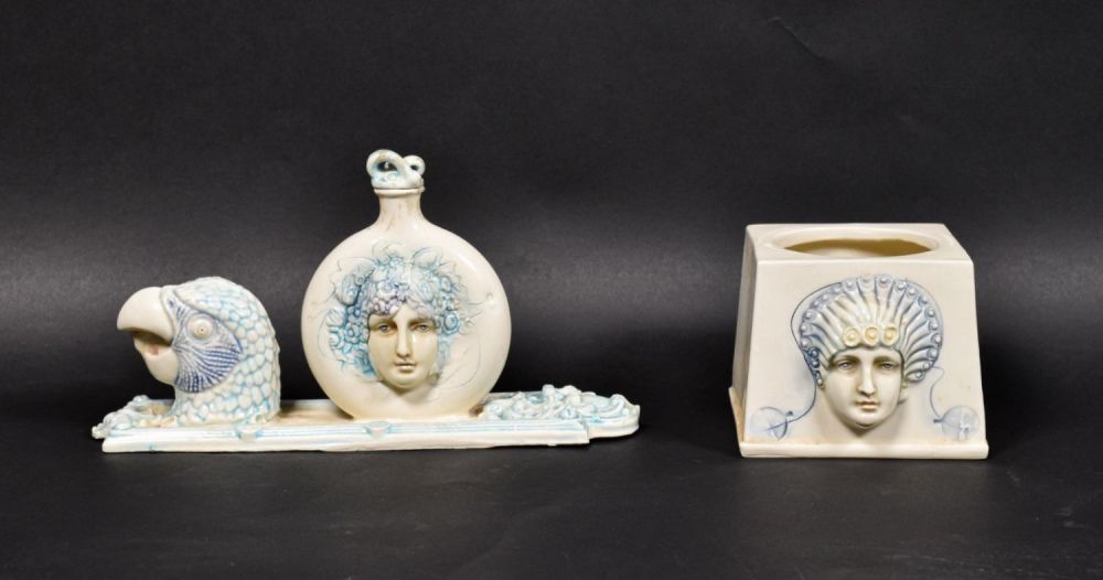 Lot 403: Art Deco Porcelain Scent Bottle and Powder Box