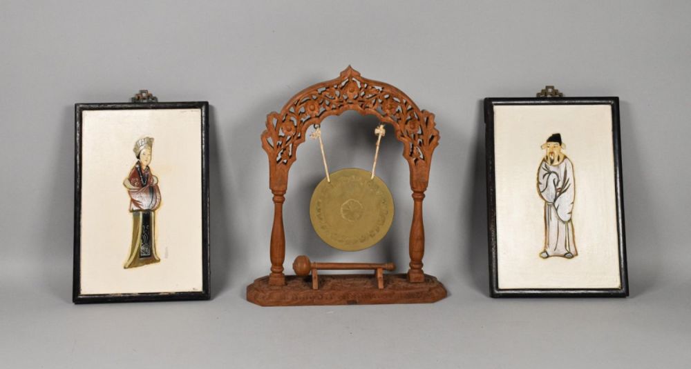 Lot 417: Indian Dinner Gong and 2 Chinese Portraits