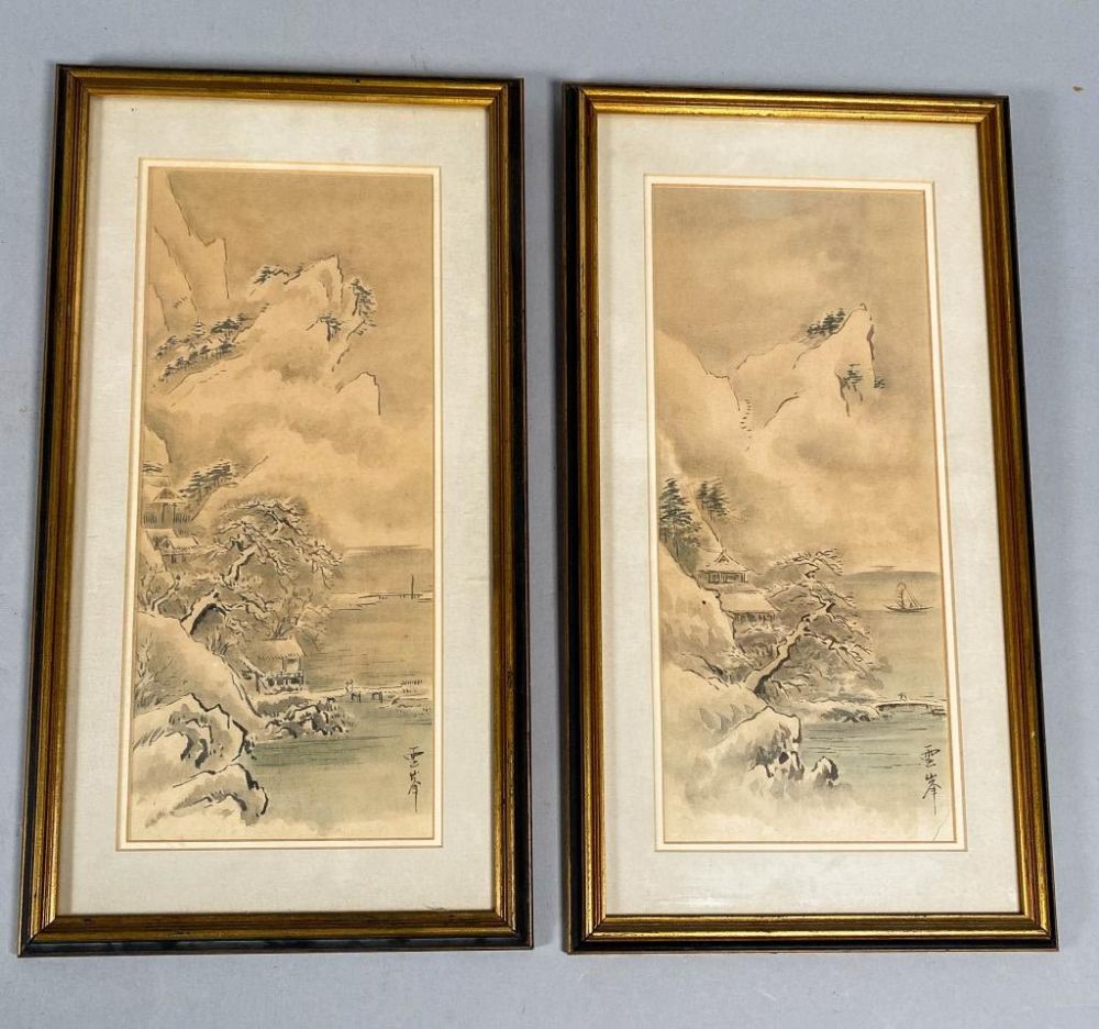 Lot 190: Pair of Japanese Ink Landscapes