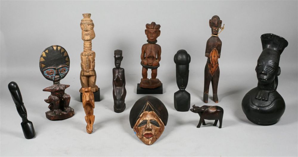 Lot 193: 11 African Wood Carved Sculptures