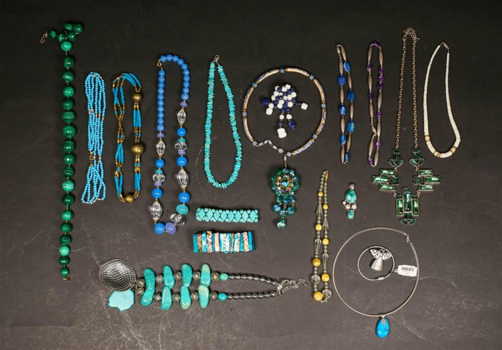 Lot 215: Grouping of Blue Costume Jewelry