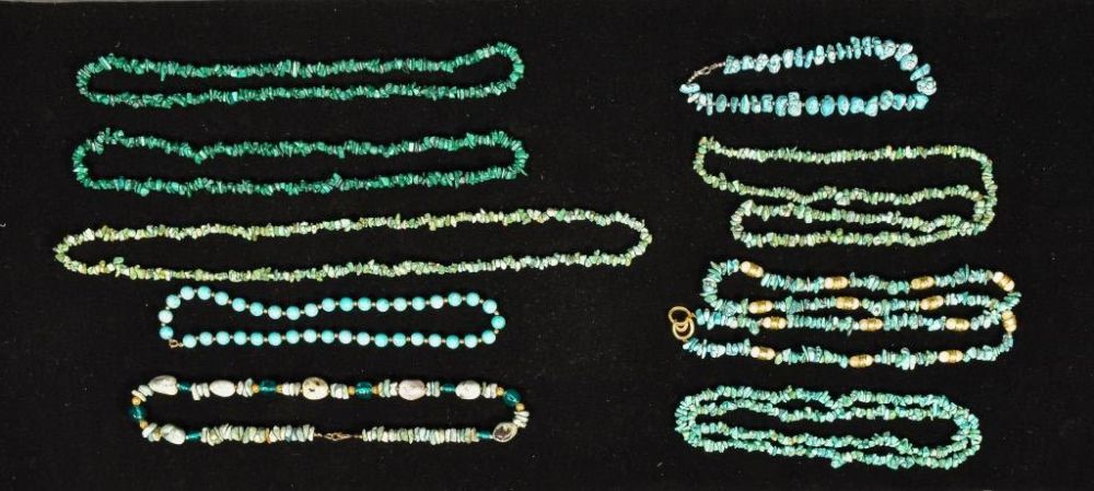 Lot 218: Collection of Turquoise and Malachite Necklaces