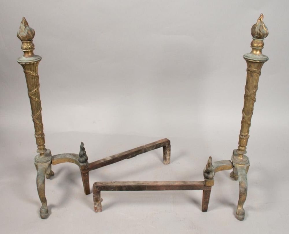 Lot 239: Brass Torch Andirons