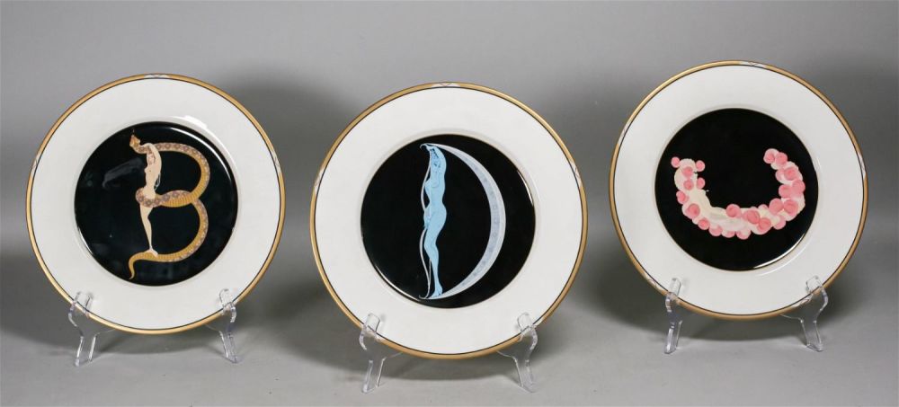 Lot 260: 3 Erte The Alphabet Porcelain Plates