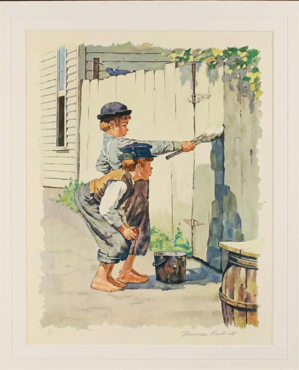Lot 287: Norman Rockwell Lithograph Whitewashing the Fence