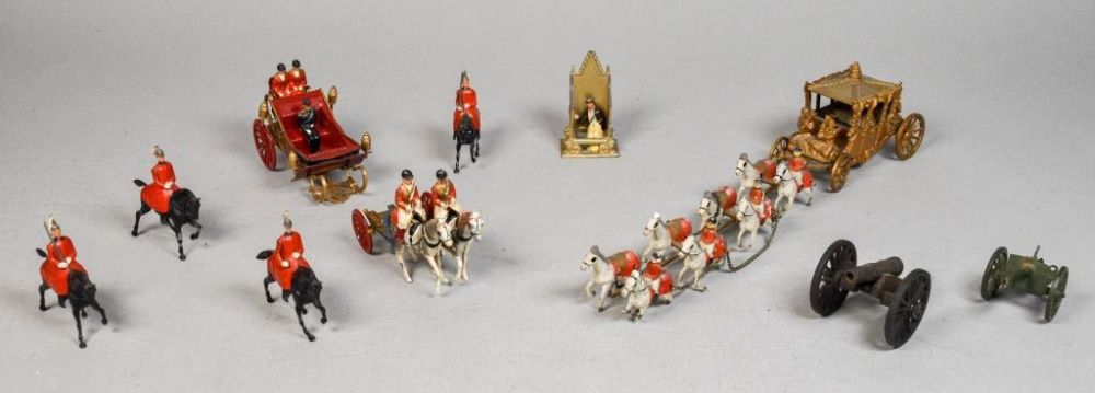 Lot 308: Britains LTD Lead Soldiers, Carriages, Throne