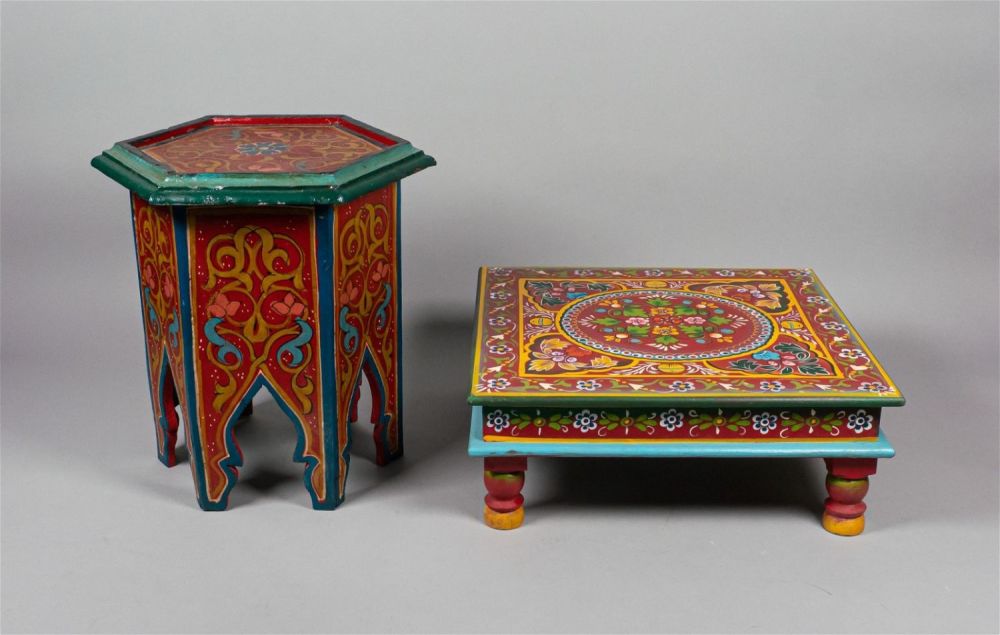 Lot 316: 2 Wood Floral Folk Art Stands