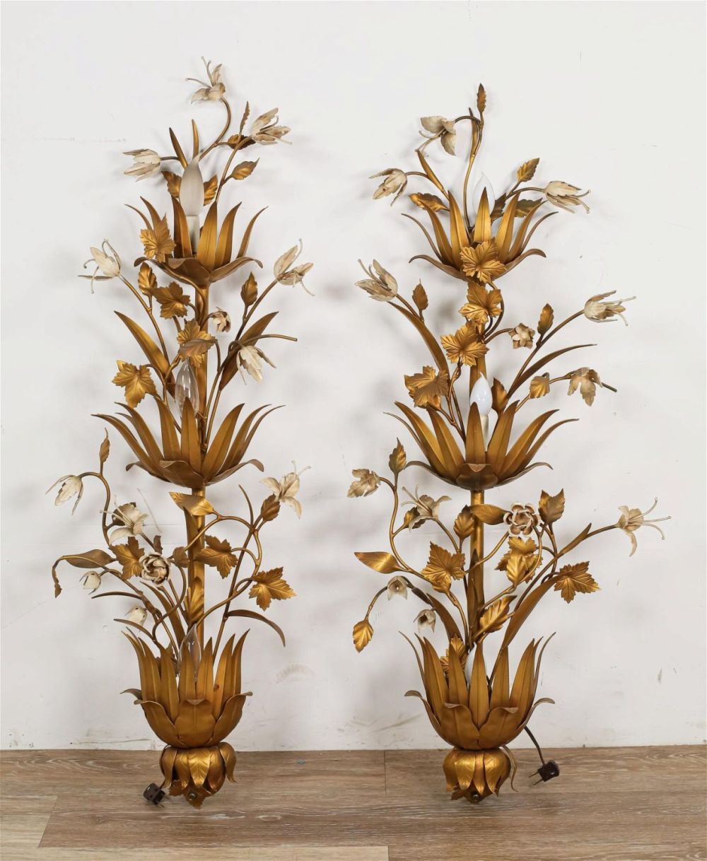 Lot 343: Pair of Italian Metal Wall Sconces