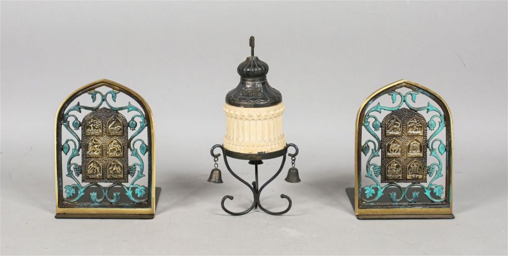 Lot 352: Oppenheim Bookends, Metal and Bone Besamin