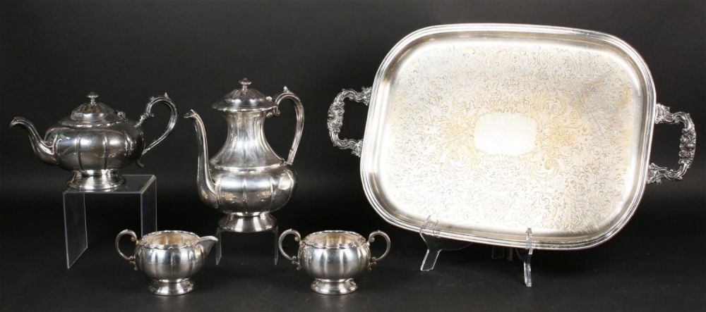 Lot 402: Birks Primrose Plate Teaset and Tray