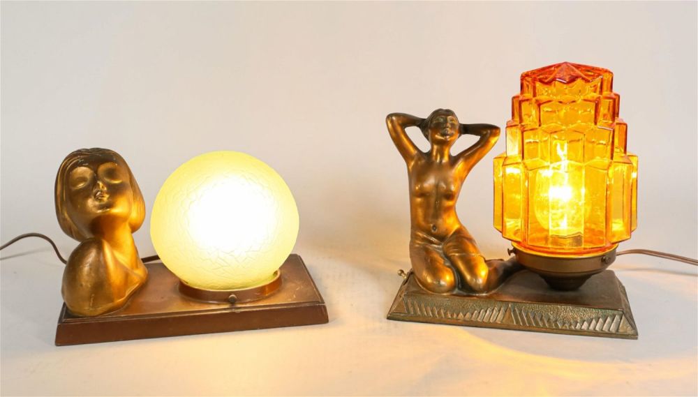 Lot 152: 2 Figural Art Deco Table Lamps