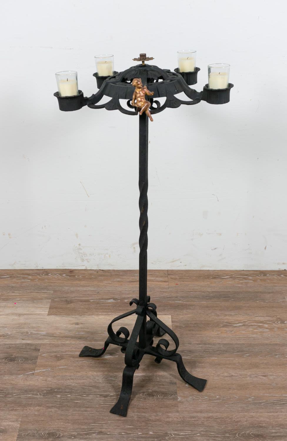 Lot 164: Wrought Iron Candle Stand