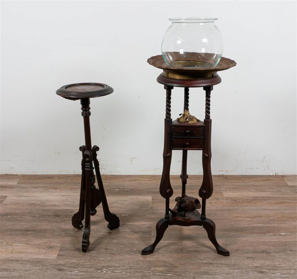 Lot 166: 2 Wood Arts & Crafts Plant Stands