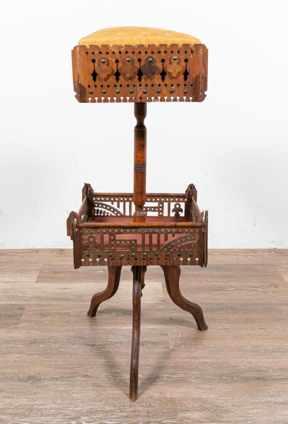 Lot 170: 2 Tiered Upholstered Sewing Stand