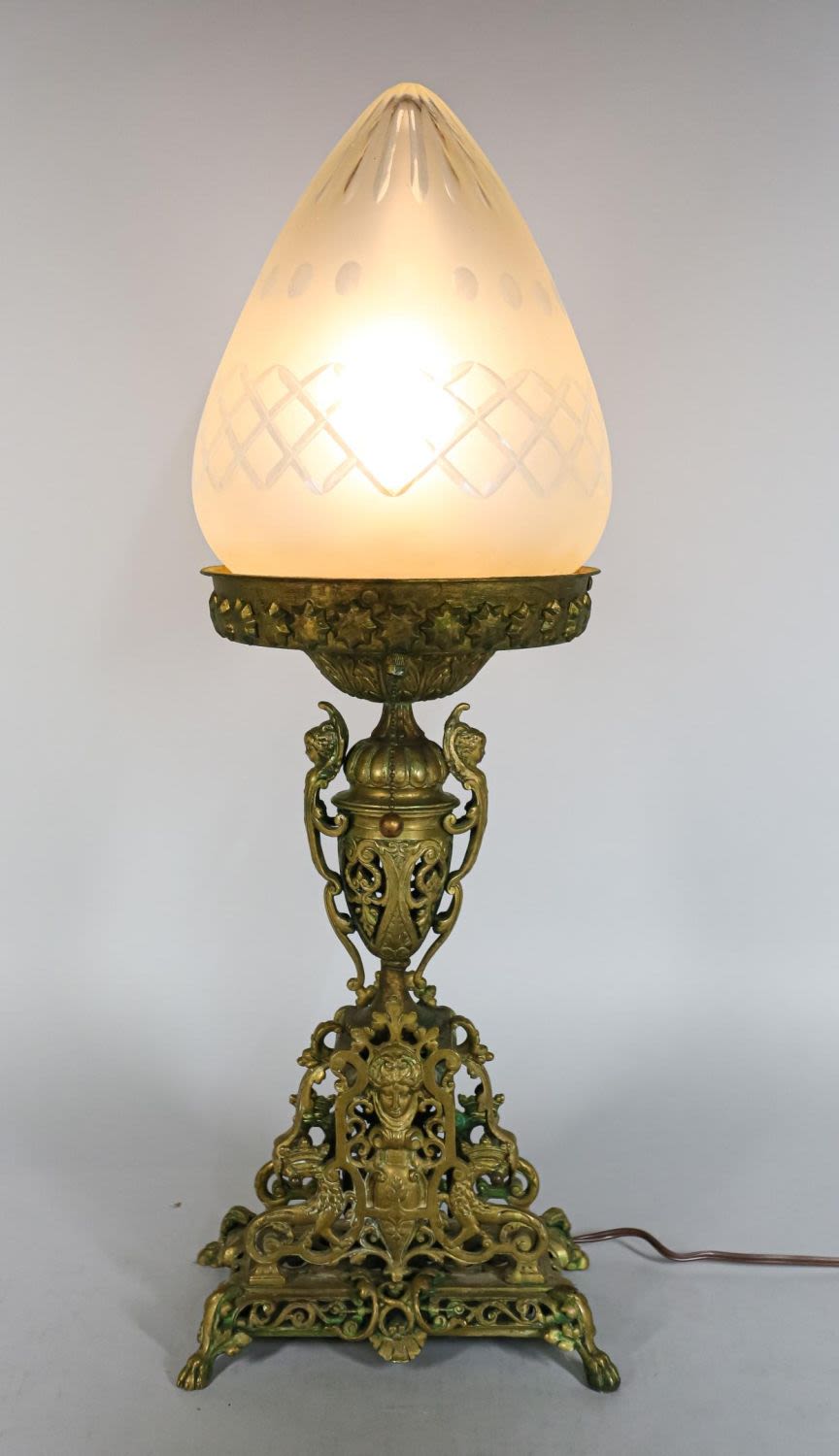 Lot 175: Renaissance Revival Gilt Bronze Figural Lamp