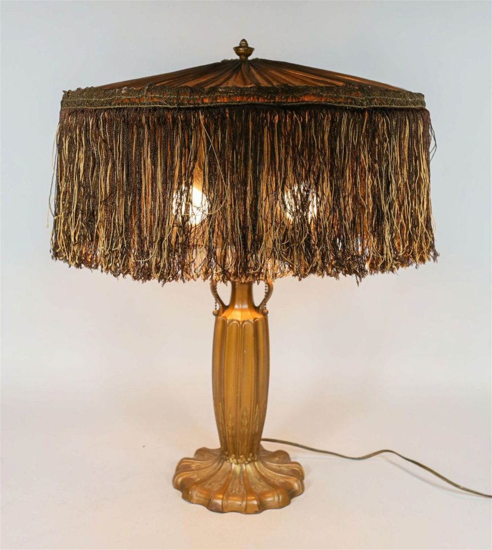 Lot 184: Art Nouveau Patinated Metal Table Lamp