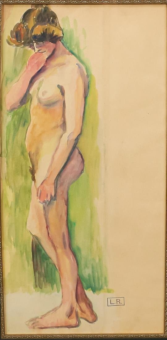 Lot 206: Ludovic Rodo Pissarro Watercolor Nude