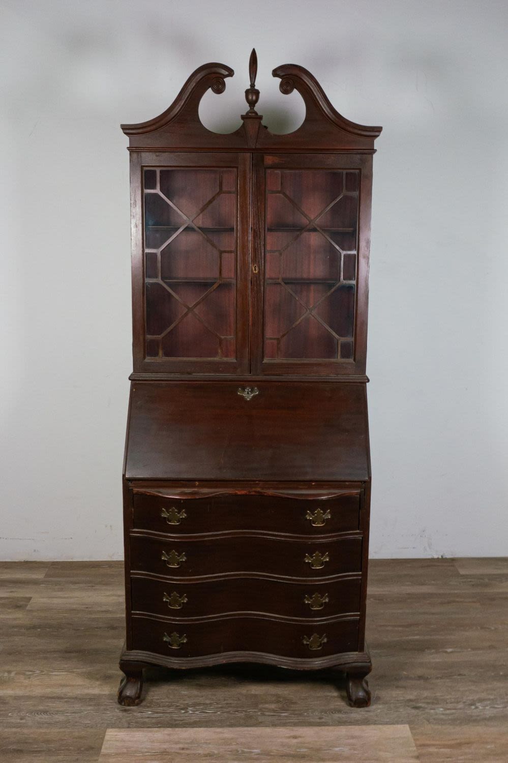 Lot 222: Chippendale Style Mahogany Secretary