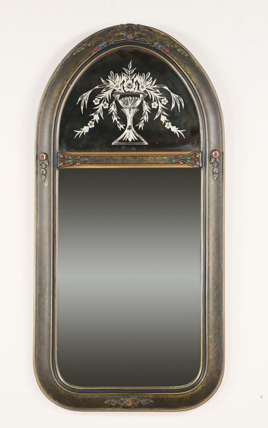 Lot 240: Etched and Painted Art Deco Style Mirror