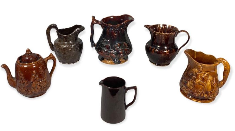 Lot 254: 6 Pieces of Bennington Brown Pottery
